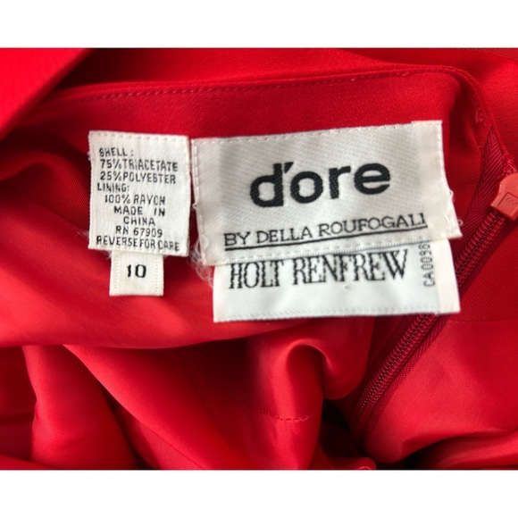 D’Ore Vintage Deep Red Cowl Neck Jewel Embellished Crepe Midi Cocktail Dress - Picture 9 of 9